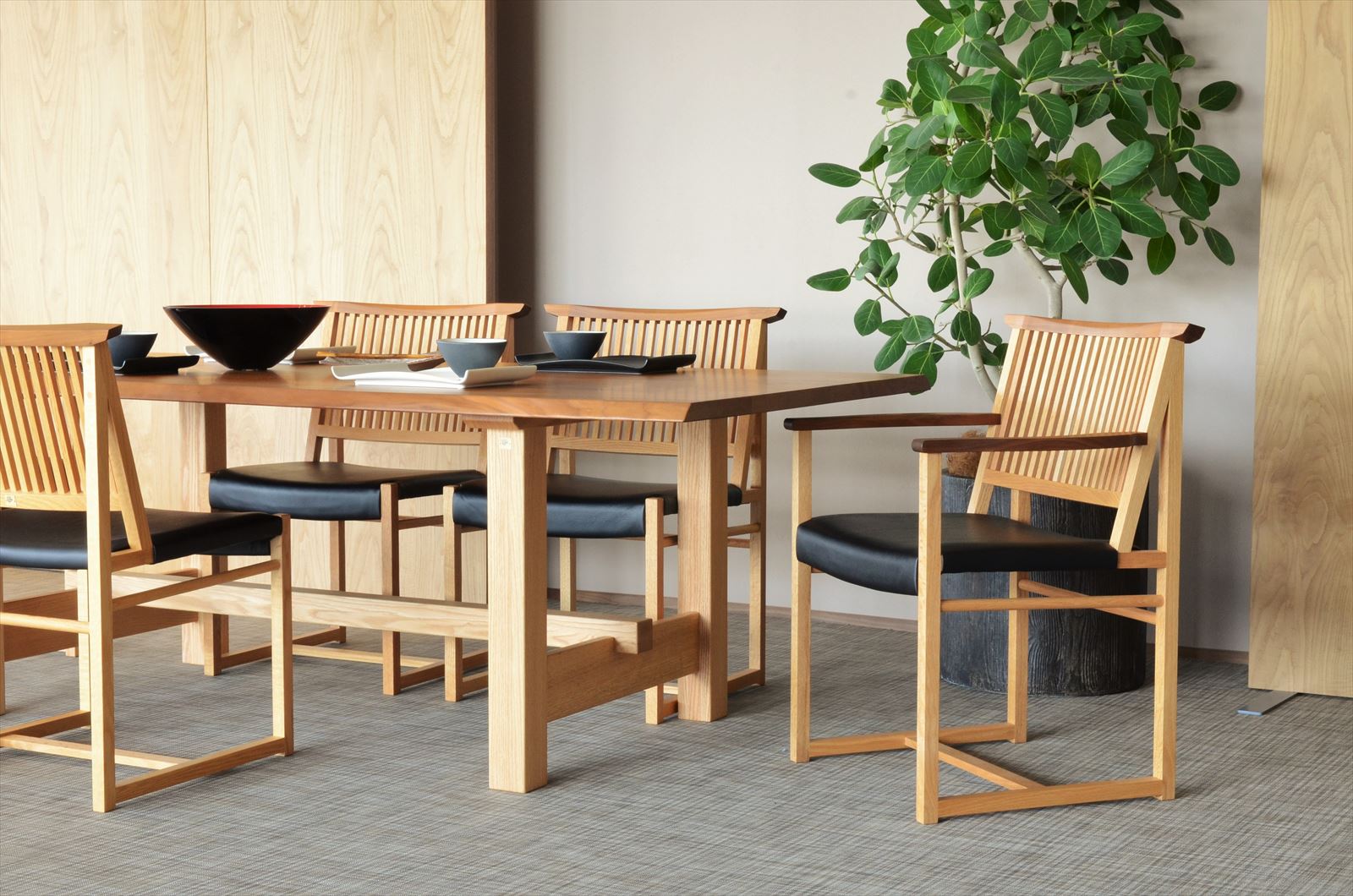 ファッションインテリア アンインダイニングテーブル 4人 和風 和風モダン 木製 無垢材 ダイニング テーブル 幅140cm モダン 食卓 鋸