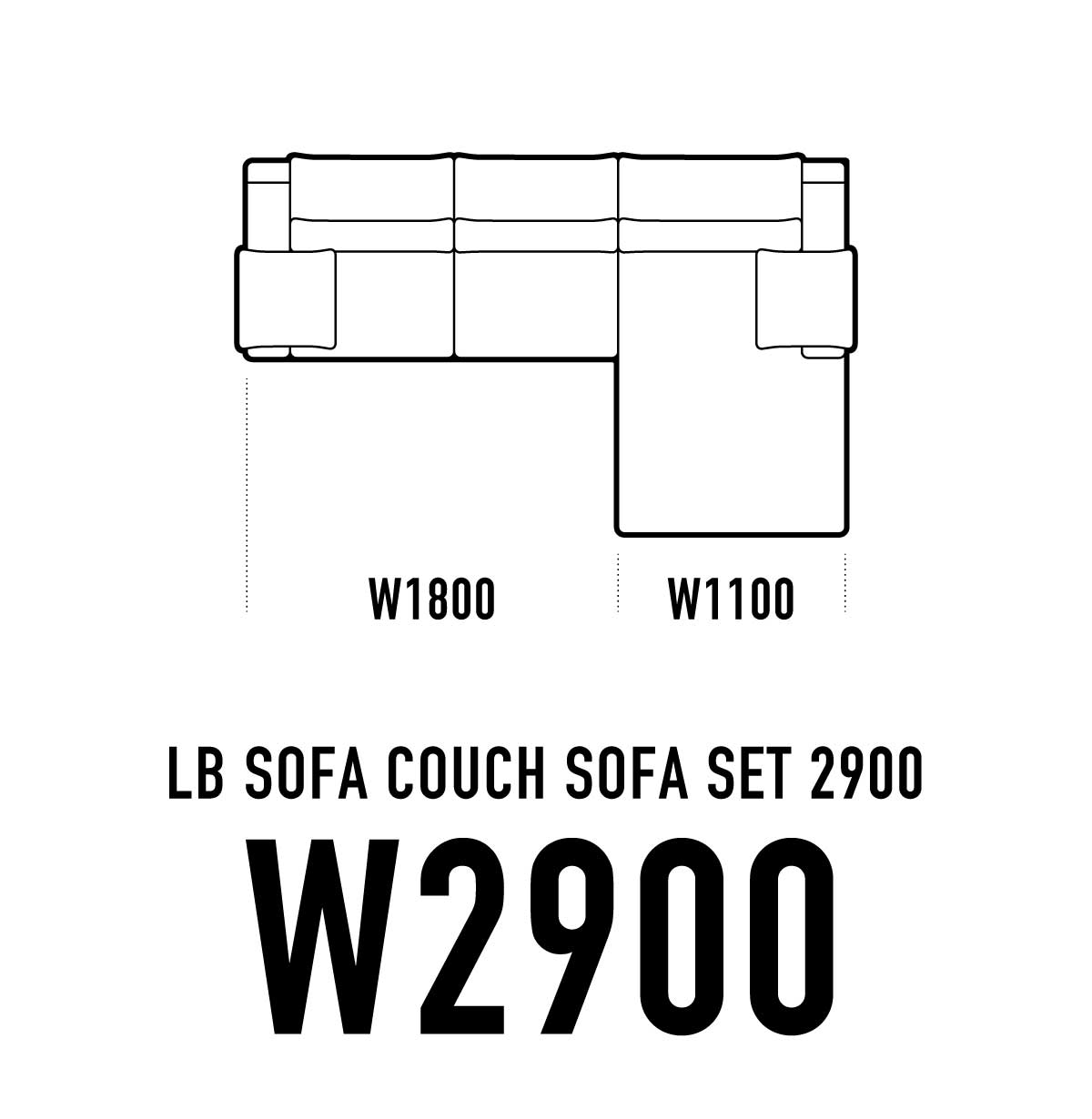 LBカウチソファ W2900