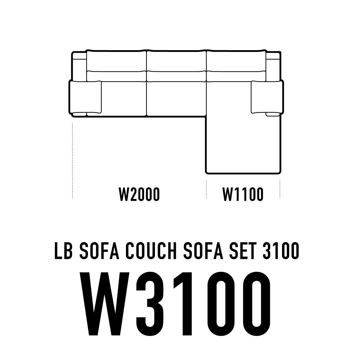 LBカウチソファ W3100