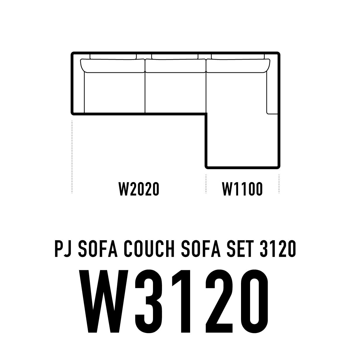 PJカウチソファ W3120