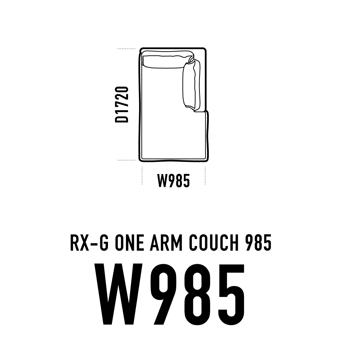 RX-Gソファ ワンアームカウチ W985