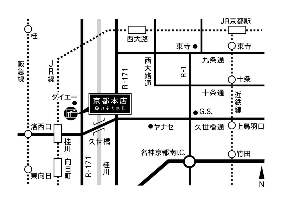 匠ソファ京都本店の地図