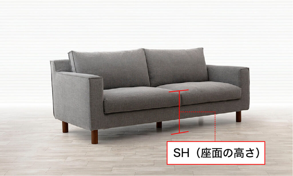 ソファの座面の高さ（SH）