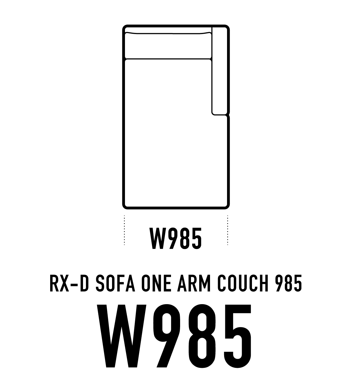RX-Dソファ ワンアームカウチ W985