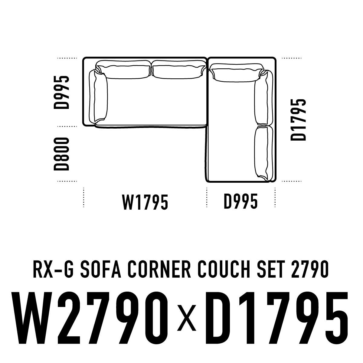 RX-Gソファ コーナーカウチ W2790 D1795