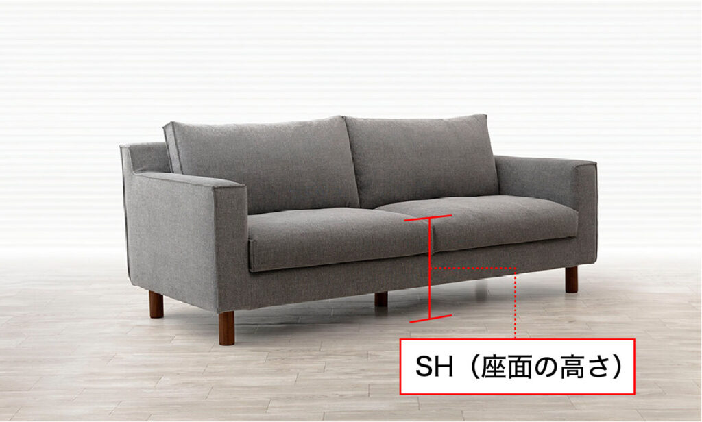 ソファの座面の高さ(SH)